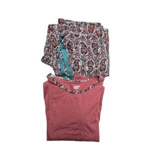 Lands' End Women's 2 piece Pajama Set, Ivory Pastel Floral, NWT